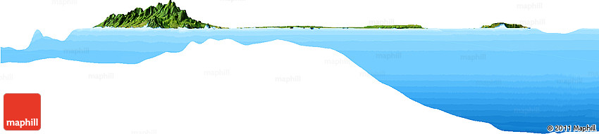 Satellite Horizon Map of Guadeloupe, single color outside, bathymetry sea