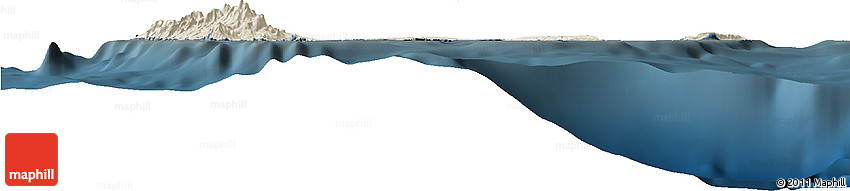 Shaded Relief Horizon Map of Guadeloupe, darken