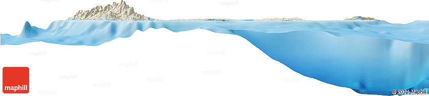Shaded Relief Horizon Map of Guadeloupe, single color outside
