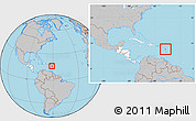Gray Location Map of Guadeloupe, highlighted continent, within the entire continent