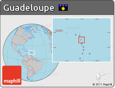 Gray Location Map of Guadeloupe, hill shading inside