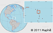 Gray Location Map of Guadeloupe, hill shading inside