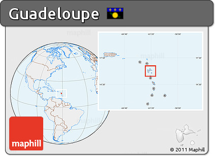 Gray Location Map of Guadeloupe, lighten