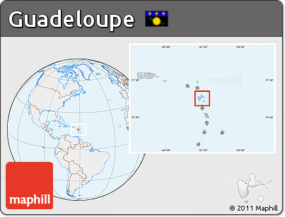Gray Location Map of Guadeloupe, lighten