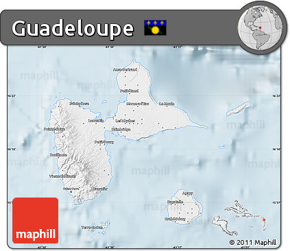 Classic Style Map of Guadeloupe, single color outside