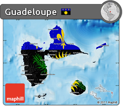 Flag Map of Guadeloupe, political outside