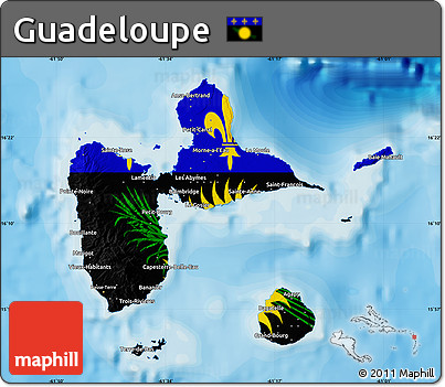Flag Map of Guadeloupe, political outside