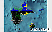 Flag Map of Guadeloupe, satellite outside