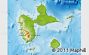 Physical Map of Guadeloupe, political outside