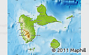 Physical Map of Guadeloupe, political shades outside