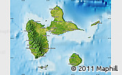 Satellite Map of Guadeloupe, shaded relief outside