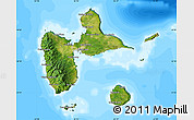 Satellite Map of Guadeloupe, single color outside, bathymetry sea