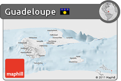 Gray Panoramic Map of Guadeloupe, single color outside