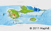 Physical Panoramic Map of Guadeloupe, desaturated, land only