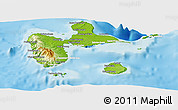 Physical Panoramic Map of Guadeloupe, lighten, land only