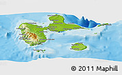 Physical Panoramic Map of Guadeloupe, political shades outside