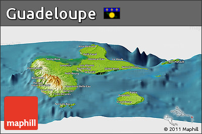Physical Panoramic Map of Guadeloupe, satellite outside