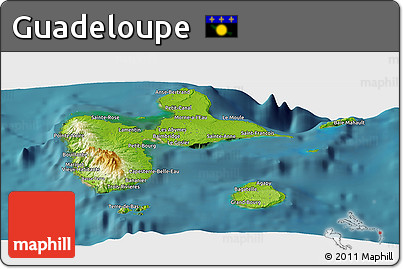 Physical Panoramic Map of Guadeloupe, satellite outside