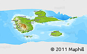 Physical Panoramic Map of Guadeloupe, single color outside, bathymetry sea