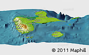Physical Panoramic Map of Guadeloupe, single color outside, satellite sea