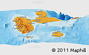 Political Panoramic Map of Guadeloupe, single color outside