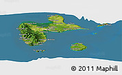 Satellite Panoramic Map of Guadeloupe, semi-desaturated, land only