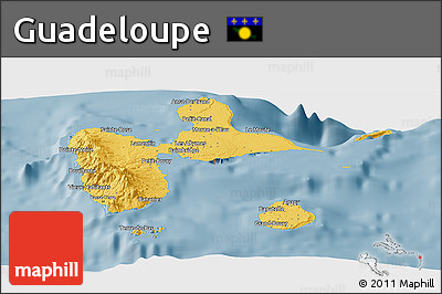Savanna Style Panoramic Map of Guadeloupe, single color outside