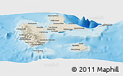 Shaded Relief Panoramic Map of Guadeloupe, desaturated, land only