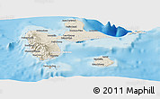 Shaded Relief Panoramic Map of Guadeloupe, lighten, land only