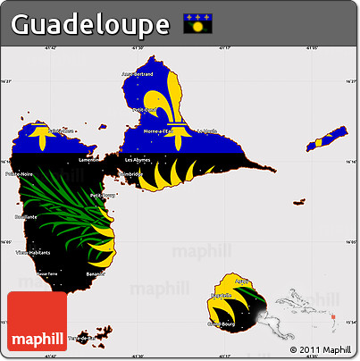 Flag Simple Map of Guadeloupe, flag centered