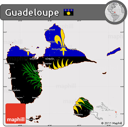 Flag Simple Map of Guadeloupe