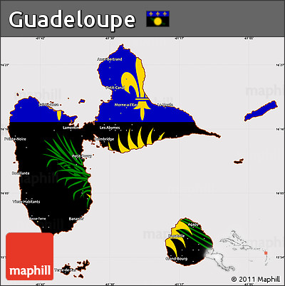 Flag Simple Map of Guadeloupe