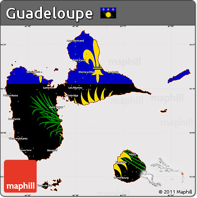 Flag Simple Map of Guadeloupe