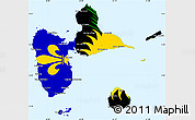 Flag Simple Map of Guadeloupe, single color outside, borders and labels, flag aligned to the middle