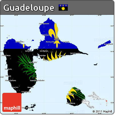Flag Simple Map of Guadeloupe, single color outside, borders and labels