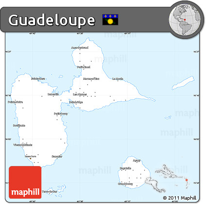 Gray Simple Map of Guadeloupe, single color outside