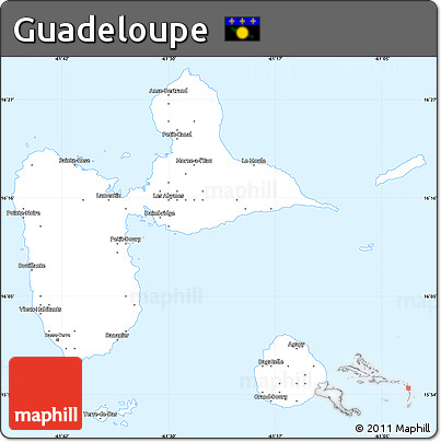 Gray Simple Map of Guadeloupe, single color outside