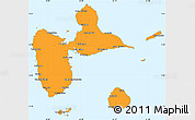Political Simple Map of Guadeloupe, single color outside, borders and labels