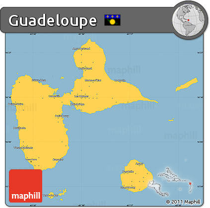 Savanna Style Simple Map of Guadeloupe, single color outside