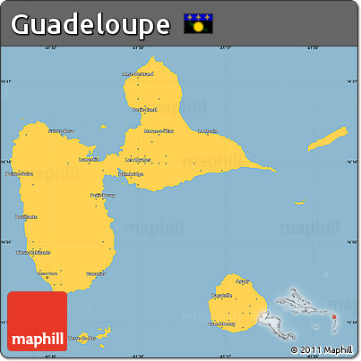Savanna Style Simple Map of Guadeloupe, single color outside
