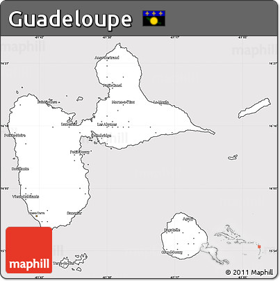 Silver Style Simple Map of Guadeloupe, cropped outside