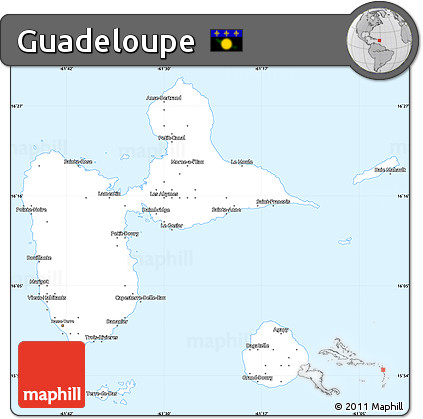 Silver Style Simple Map of Guadeloupe