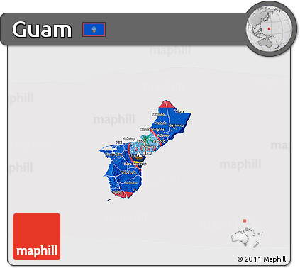 Flag 3D Map of Guam, flag centered