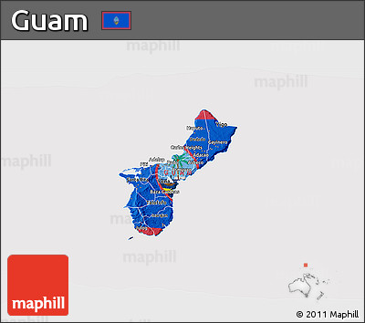 Flag 3D Map of Guam, flag centered