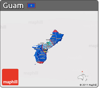 Flag 3D Map of Guam, flag centered