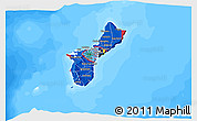 Flag 3D Map of Guam, single color outside, bathymetry sea, flag aligned to the middle