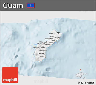 Gray 3D Map of Guam, single color outside