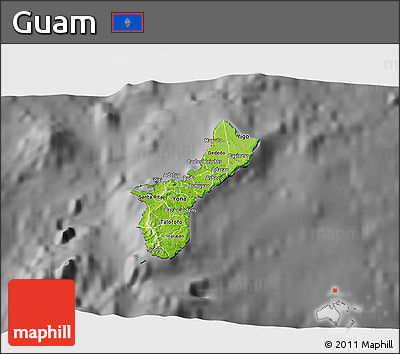 Physical 3D Map of Guam, darken, desaturated