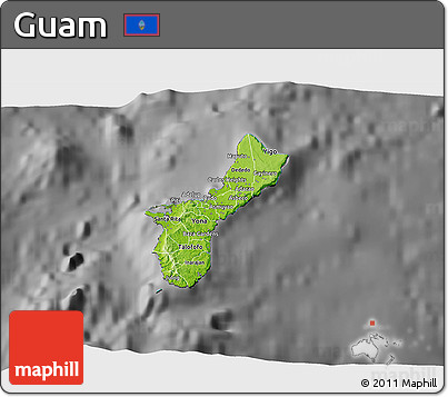 Physical 3D Map of Guam, darken, desaturated