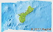 Physical 3D Map of Guam, darken, land only